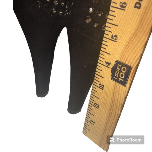 Candies Open Toe Studded Heels size 9.5 M Black Silver Platform Shoes Boho Chic - Picture 5 of 8